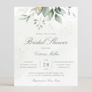 Budget Eucalyptus Leaves Bridal Shower Invitation