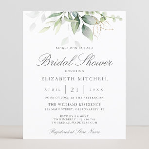 Budget Eucalyptus Leaves Bridal Shower Invitation