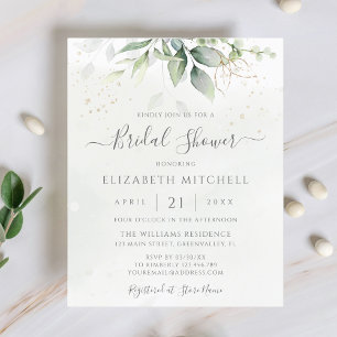 Budget Eucalyptus Leaves Bridal Shower Invitation