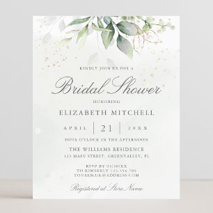 Budget Eucalyptus Leaves Bridal Shower Invitation