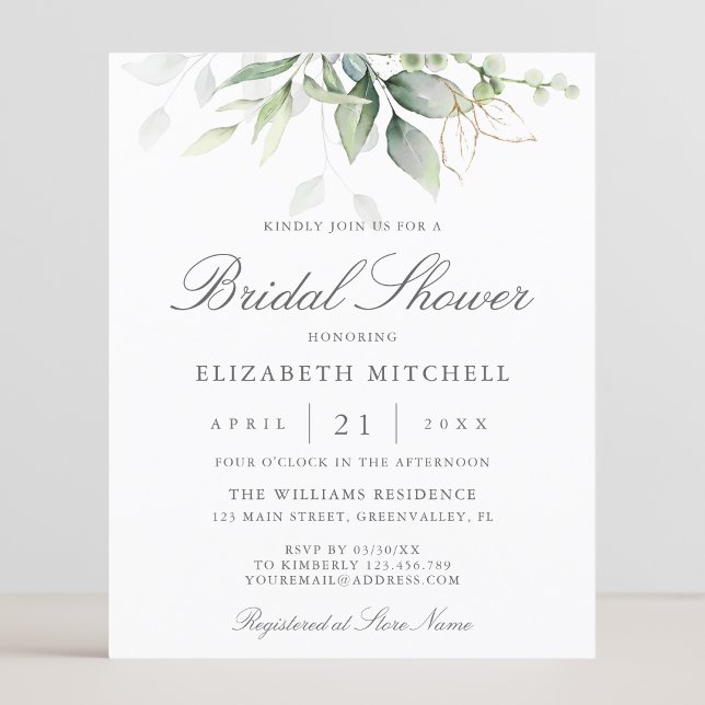 Budget Eucalyptus Leaves Bridal Shower Invitation (Creator Uploaded)