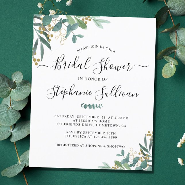 Budget Eucalyptus Leaves Bridal Shower Invitation (Creator Uploaded)