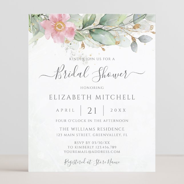 Budget Eucalyptus Leaves Bridal Shower Invitation (Creator Uploaded)