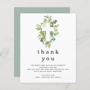 Budget Eucalyptus Leaves Cross Baptism Thank you