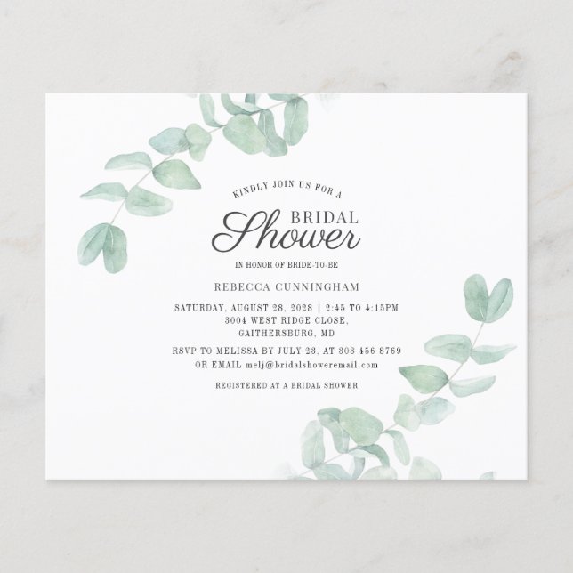 Budget Eucalyptus Leaves Greenery Bridal Shower (Front)
