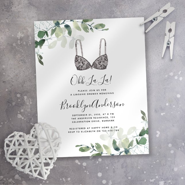 BUDGET Eucalyptus Lingerie Shower Invitation (Creator Uploaded)