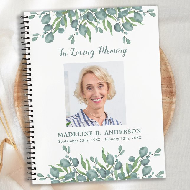 Budget Eucalyptus Memorial Funeral Guestbook Notebook (Creator Uploaded)