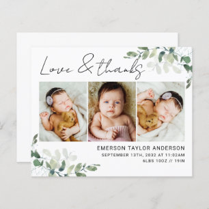 Budget Eucalyptus Photo Baby Thank You Card
