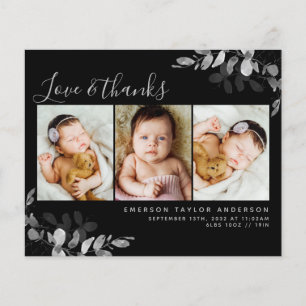 Budget Eucalyptus Photo Baby Thank You Card