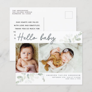 Budget Eucalyptus Photo Hello Baby Postcard