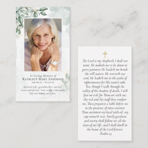 Budget Eucalyptus Photo Memorial Prayer Card