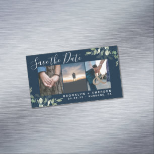 Budget Eucalyptus Photo Save the Date Magnetic Business Card