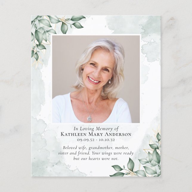 Budget Eucalyptus Photo Sympathy Thank You Card (Front)