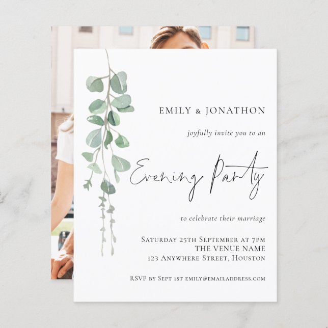 Budget Eucalyptus Photo Wedding Evening Party (Front/Back)