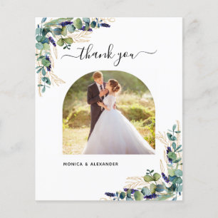 Budget eucalyptus photo wedding thank you card