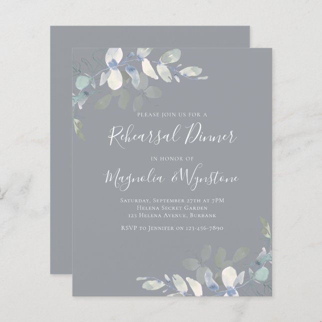 Budget Eucalyptus Rehearsal Dinner Invitation (Front/Back)