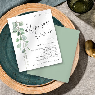 Budget Eucalyptus  Rehearsal Dinner Invitation