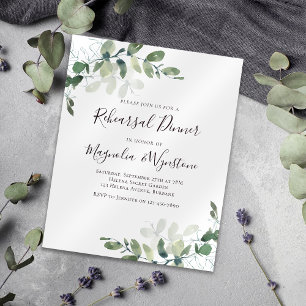 Budget Eucalyptus Rehearsal Dinner Invitation