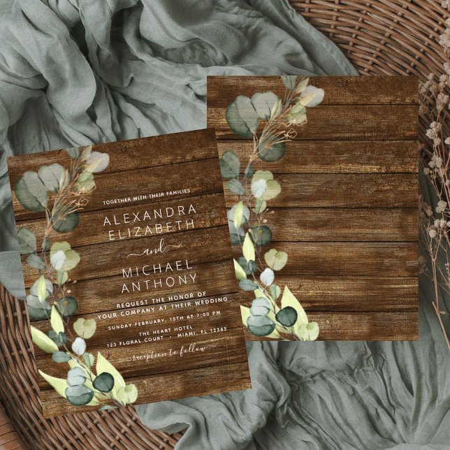 Budget Eucalyptus Rustic Wedding Invitation Flyer (Creator Uploaded)