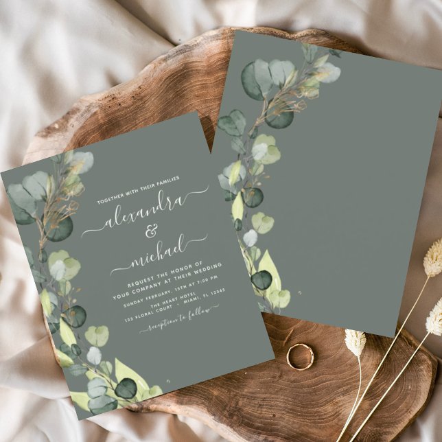 Budget Eucalyptus Sage Green Wedding Invitation (Creator Uploaded)