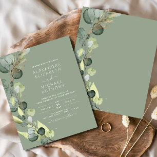 Budget Eucalyptus Sage Green Wedding Invitation Flyer