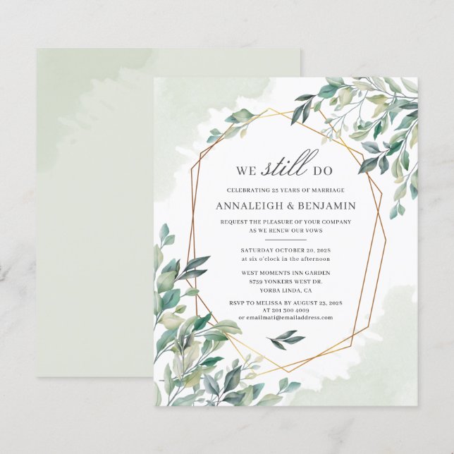 Budget Eucalyptus Script Wedding Vow Renewal (Front/Back)