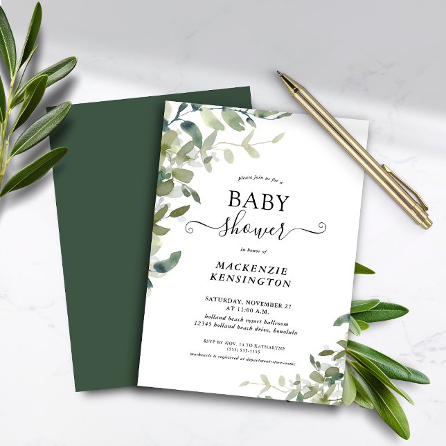 Budget Eucalyptus Succulent Baby Shower Invitation (Budget Eucalyptus Succulent Baby Shower Invitation)