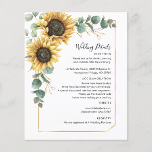 Budget Eucalyptus Sunflower Wedding Details Card