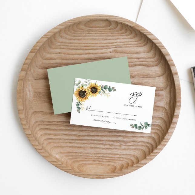 Budget Eucalyptus Sunflower Wedding RSVP Card (Creator Uploaded)