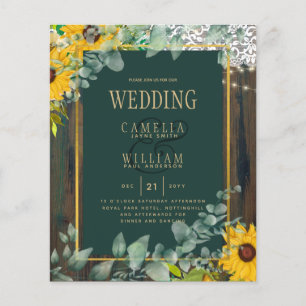 BUDGET Eucalyptus Sunflowers WEDDING Rustic Lace Flyer