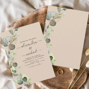 Budget Eucalyptus Terracotta Wedding Invitation Flyer