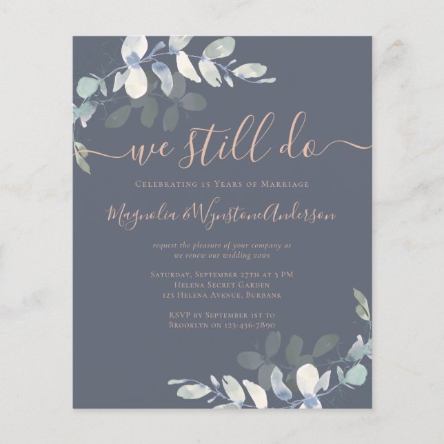 Budget Eucalyptus Vow Renewal Invitation (Front)