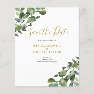 Budget Eucalyptus Watercolor Save The Date