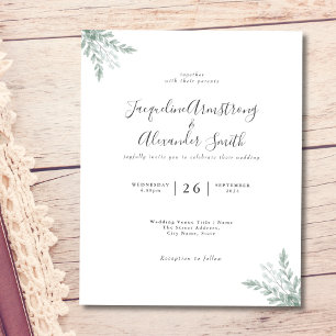 Budget Eucalyptus Watercolor Wedding Invitation Flyer