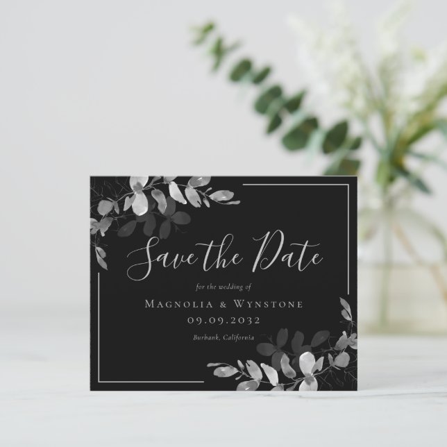 BUDGET Eucalyptus Watercolor Wedding Save The Date (Standing Front)
