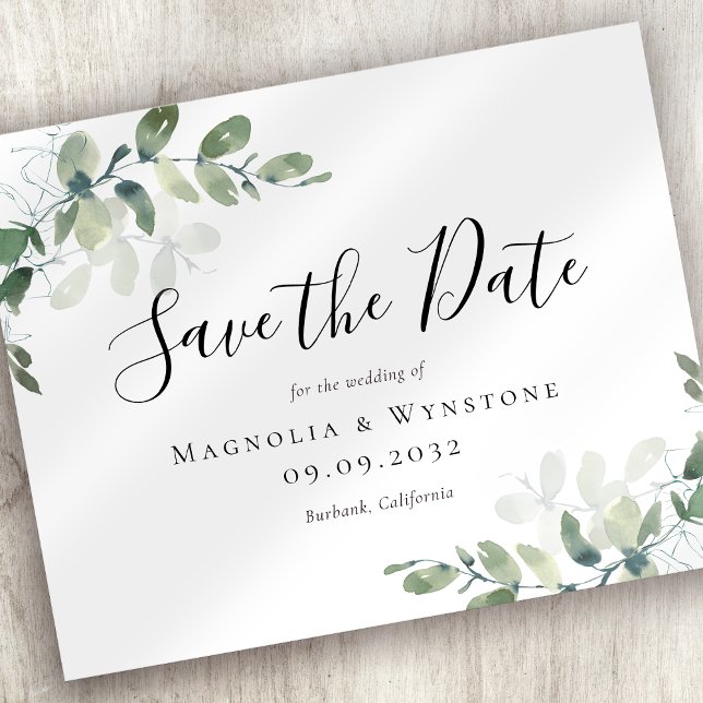 BUDGET Eucalyptus Watercolor Wedding Save The Date Flyer (Creator Uploaded)