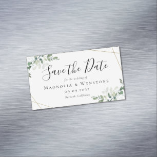 BUDGET Eucalyptus Watercolor Wedding Save The Date Magnetic Business Card