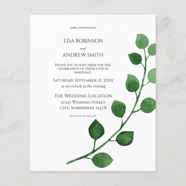 Budget Eucalyptus Wedding Flyer Invitation (Front)