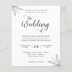 Budget Eucalyptus Wedding Invitation Flyer