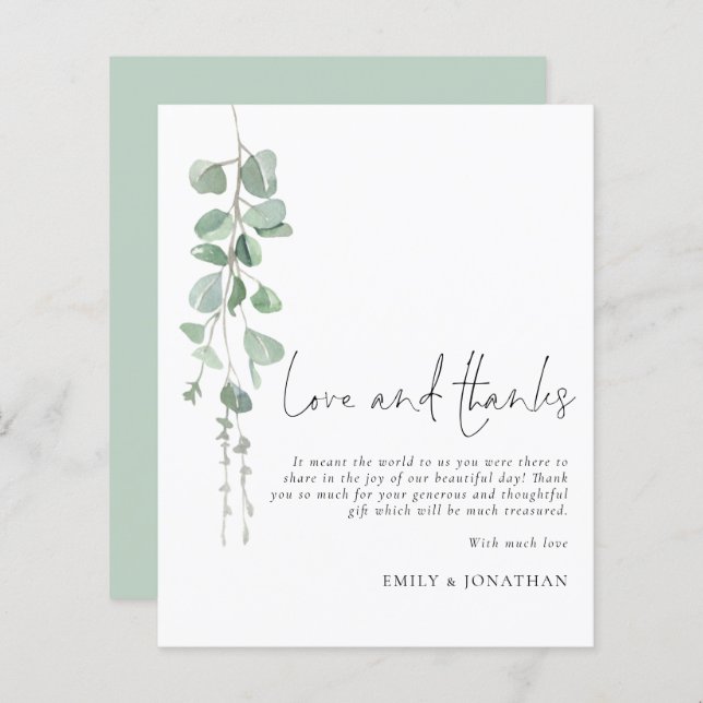 BUDGET Eucalyptus Wedding Love Thanks Thank You (Front/Back)