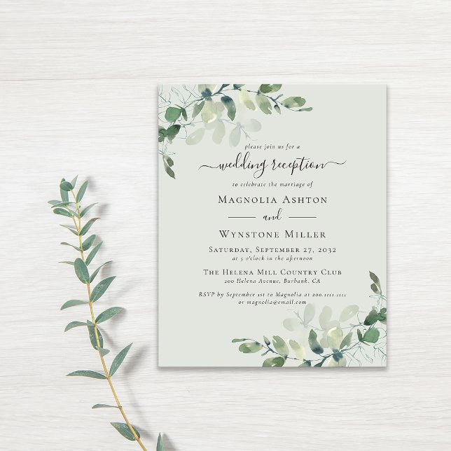 BUDGET Eucalyptus Wedding Reception Invitation (Creator Uploaded)