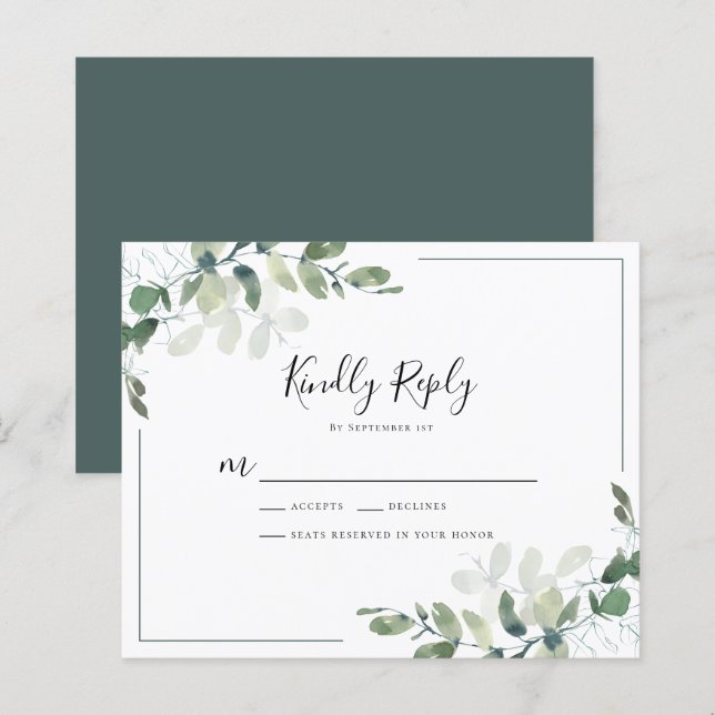 Budget Eucalyptus Wedding RSVP Response Card (Front/Back)