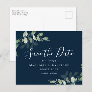 BUDGET Eucalyptus Wedding Save The Date Postcard