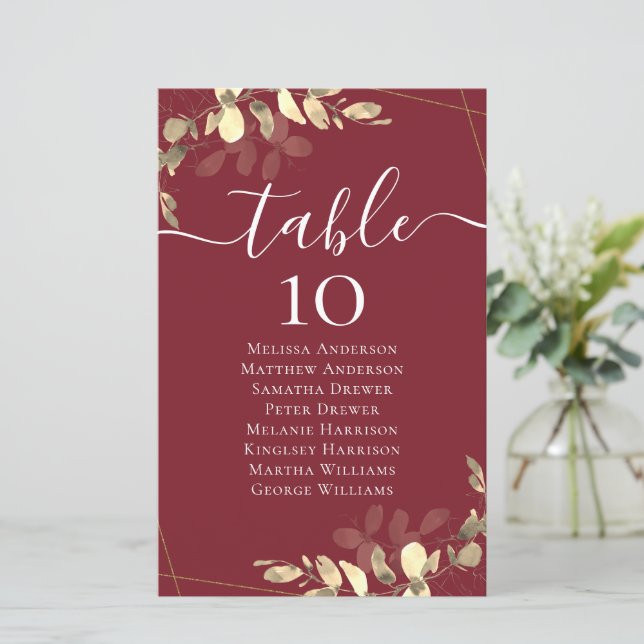 BUDGET Eucalyptus Wedding Table Seating Chart (Standing Front)