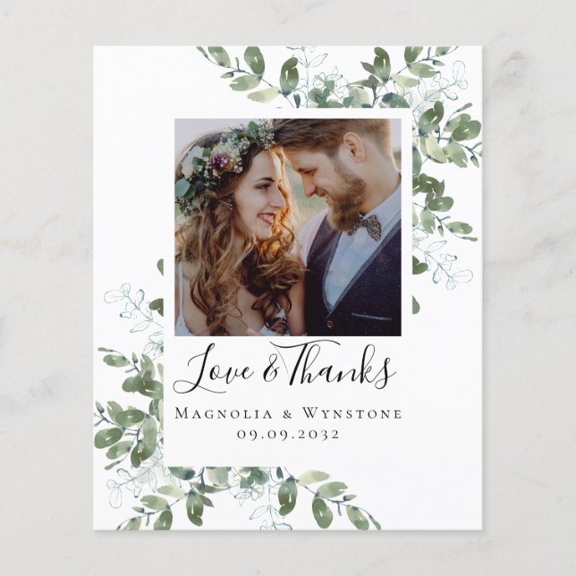 BUDGET Eucalyptus Wedding Thank You Card (Front)