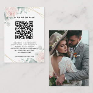 Budget Eucalyptus Wedding Website RSVP QR Code Enclosure Card