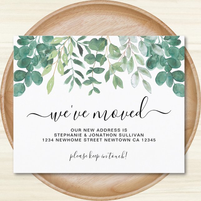 Budget Eucalyptus We've Moved Announcement Card (Creator Uploaded)