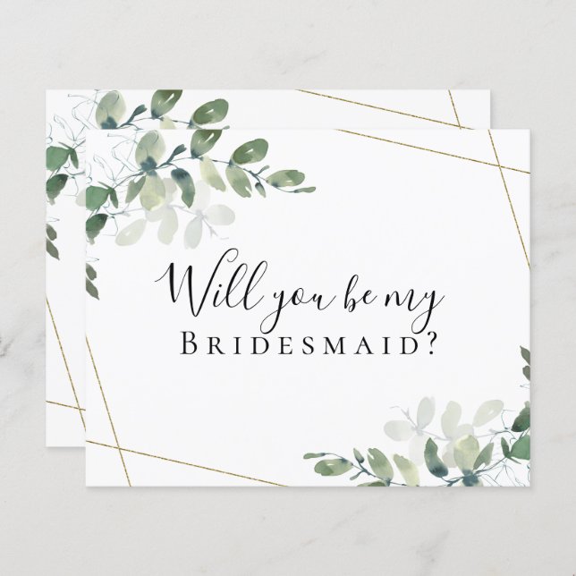 BUDGET Eucalyptus Will You be My Bridesmaid? Card (Front/Back)