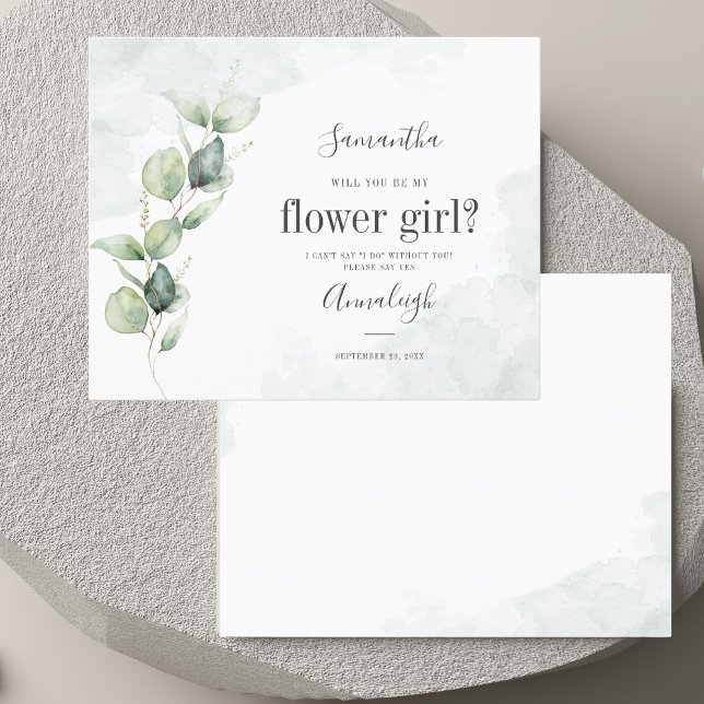 Budget Eucalyptus Will You Be My Flower Girl Card (Eucalyptus Will You Be My Flower Girl Card)