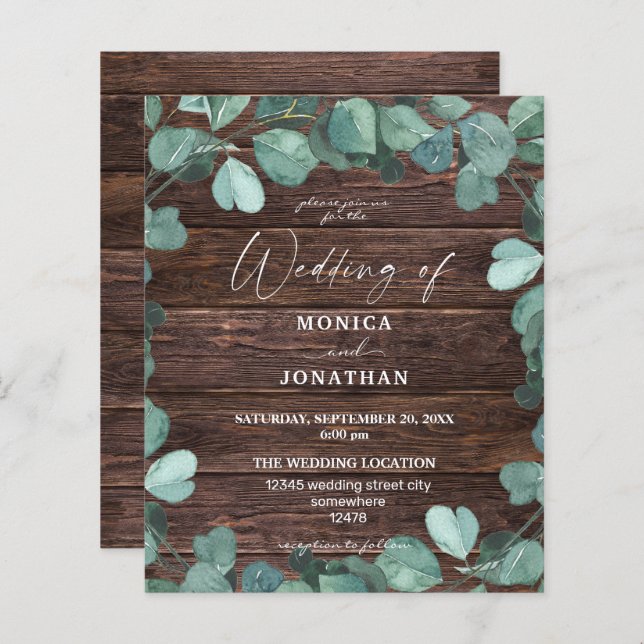 Budget Eucalyptus & Wood Greenery Wedding (Front/Back)